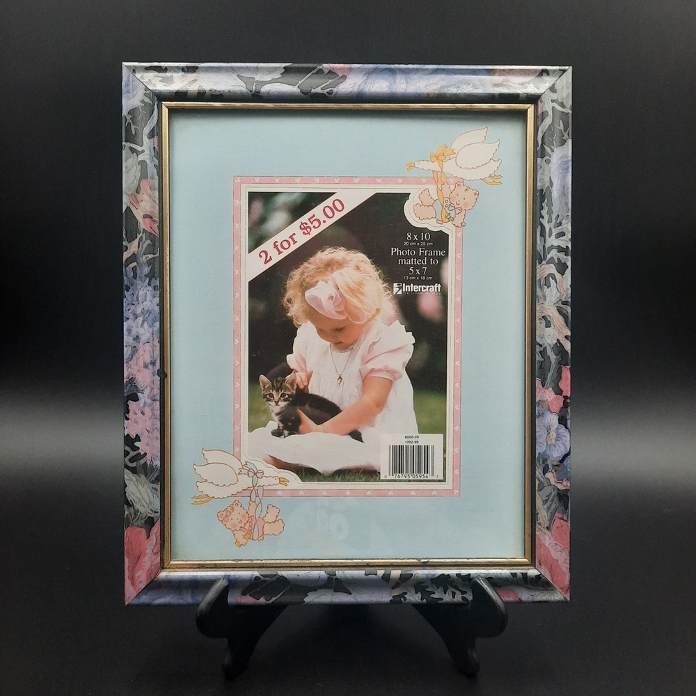 Intercraft 8x10 Photo Frame Mattable to 5x7 Baby‎ Stork Teddy Bear Design